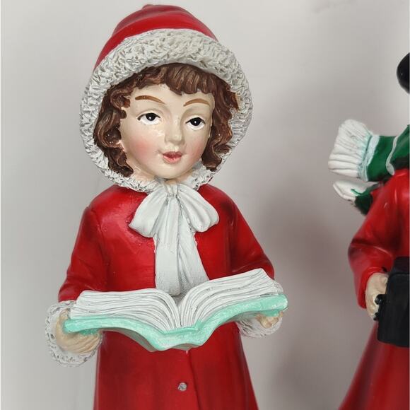 Regency Red Retro Ceramic Children Christmas Carolers Singing Figurine Set - Picture 12 of 14